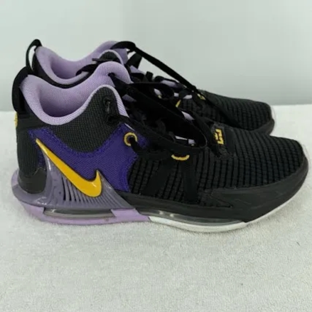 Black and Purple Sneakers with Yellow Accents